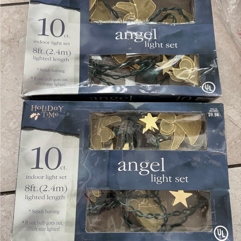 2 Holiday Time Angel String Lights - Gold